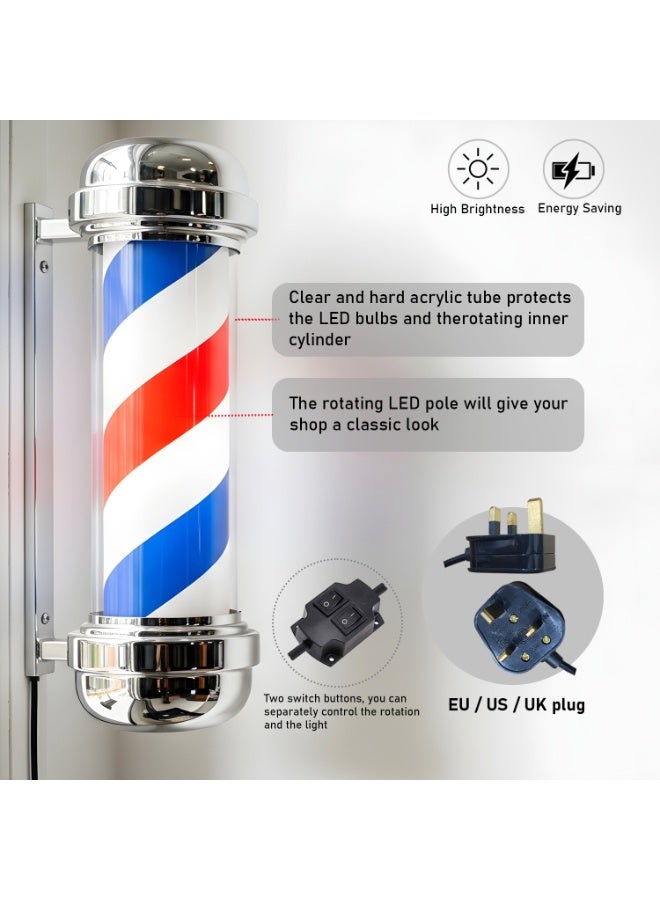 LED Rotating Barber Pole Salon Light – Classic Barber Shop Wall Sign, High Brightness, Energy Saving (55*29*24 cm) - Image 3